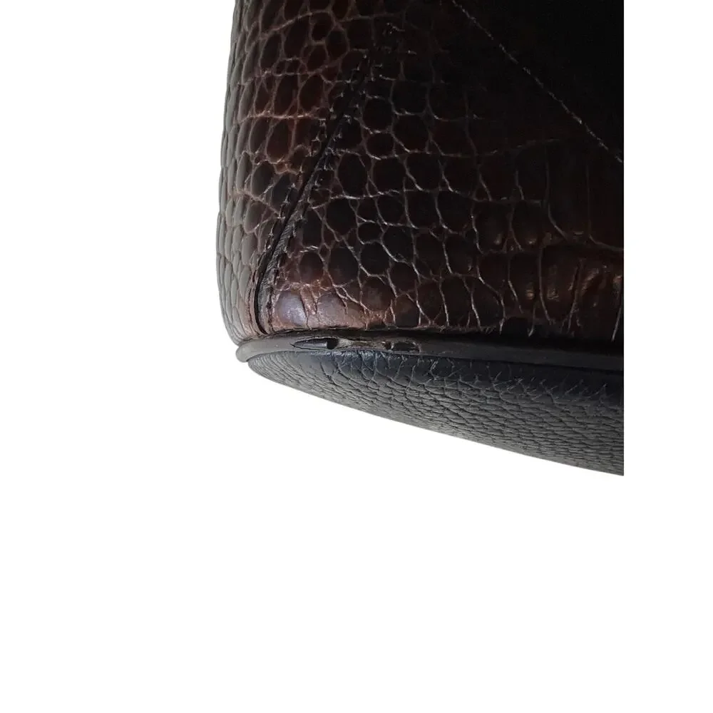 Brighton Classic Brown Croc and Black shoulder bag
